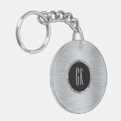 Metallsilber-Bild aus gebürstetem Aluminium Schlüsselanhänger (Vorderseite links)