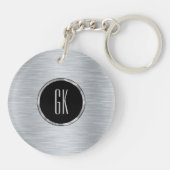 Metallsilber-Bild aus gebürstetem Aluminium Schlüsselanhänger (Rückseite)