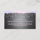 Metallsilber gebürstet | Bokeh Sparkle Tropfen Visitenkarte (Rückseite)