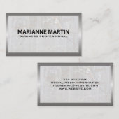 Metallsilber gebürstet | Marmor Visitenkarte (Vorne/Hinten)
