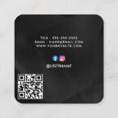 Metallsilber gebürstet | QR Code & Social Media Quadratische Visitenkarte (Rückseite)