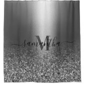 Metallsilber-Glitzer Duschvorhang (Vorderseite)