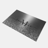 Metallsilber-Glitzer Fußmatte (Schrägansicht)