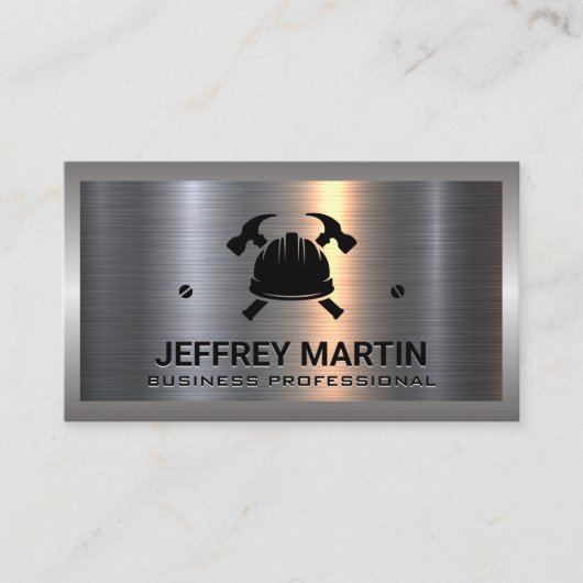 Metallsilber | Hard Hat und Hammers Visitenkarte (Vorderseite)