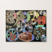 Metallsilber-Maskerbe Steampunkmasken Puzzle (Horizontal)