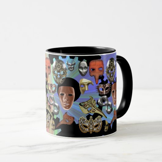 Metallsilber-Maskerbe Steampunkmasken Tasse (VorderseiteRechts)