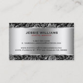 Metallsilber, rostfrei, Stahl und BlumenDamasken Visitenkarte (Rückseite)