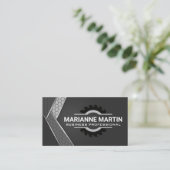 Metallsilber | Sägen Industrial Geometric Visitenkarte (Stehend Vorderseite)