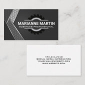 Metallsilber | Sägen Industrial Geometric Visitenkarte (Vorne/Hinten)