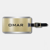 Metallsilber und goldfarbener Sonderschwarzer Text Gepäckanhänger (Vorderseite horizontal)
