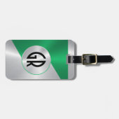 Metallsilber und roter Edelstahl-Look Gepäckanhänger (Vorderseite horizontal)