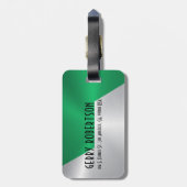 Metallsilber und roter Edelstahl-Look Gepäckanhänger (Rückseite vertikal)