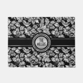 Metallsilber und schwarze Damasken Türmatte (Vorderseite)