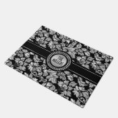 Metallsilber und schwarze Damasken Türmatte (Schrägansicht)