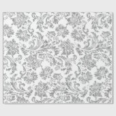 Metallsilber und Vintage Damasken Geschenkpapier (Flach)
