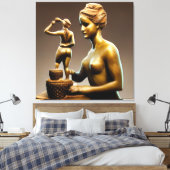 Metallskulpturen einer kleinen und großen Frau. Leinwanddruck (Insitu (Schlafzimmer))
