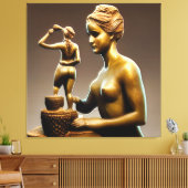 Metallskulpturen einer kleinen und großen Frau. Leinwanddruck (Insitu (Wohnzimmer))