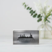 Metallstahl | Real Anwesen | City Skyline Visitenkarte (Stehend Vorderseite)