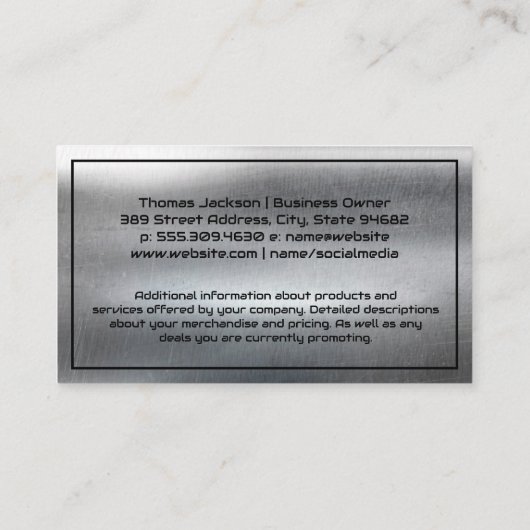 Metallstahl | Real Anwesen | City Skyline Visitenkarte (Rückseite)