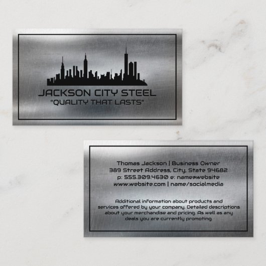 Metallstahl | Real Anwesen | City Skyline Visitenkarte (Vorne/Hinten)
