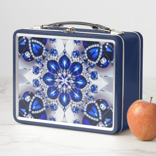 Metallsteine ohne Lunchbox mit blauen weißen Farbe (Beispiel)