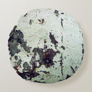 Metallstruktur mit Kratzern und Cracksabstract Rundes Kissen