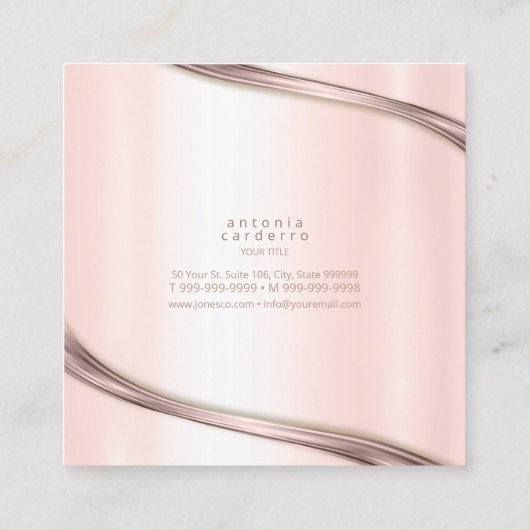 Metallwalbe 2-Tone-Rose Gold Sq ID806 Quadratische Visitenkarte (Rückseite)