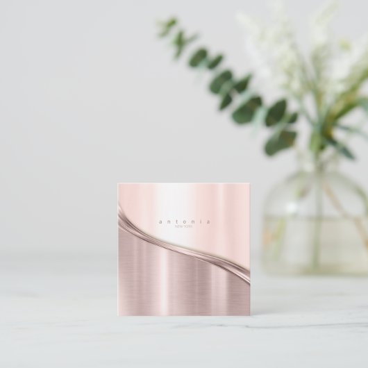 Metallwalbe 2-Tone-Rose Gold Sq ID806 Quadratische Visitenkarte (Stehend Vorderseite)