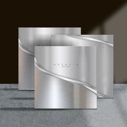 Metallwalbe 2-Tone Silver Sq ID806 Quadratische Visitenkarte