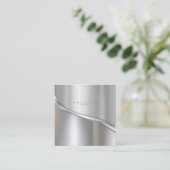 Metallwalbe 2-Tone Silver Sq ID806 Quadratische Visitenkarte (Stehend Vorderseite)