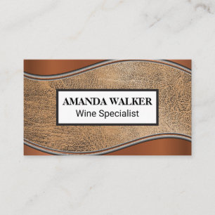 Metallwelle   Braunledergewebe Visitenkarte