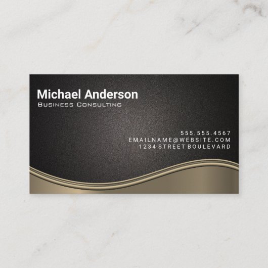 Metallwelle | Hintergrund schwarzer Textur Visitenkarte (Vorderseite)