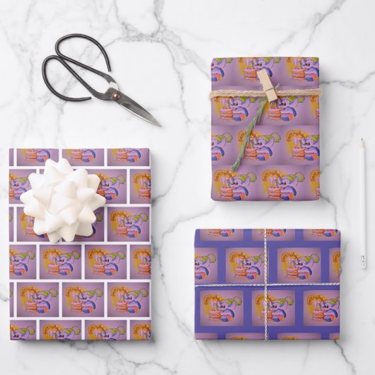 Metalphant Birthday Wrapping Paper Set 3 Geschenkpapier Set (Vorderseite)