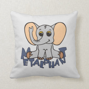 Metalphant Elefant u. Pastell - graues Kissen