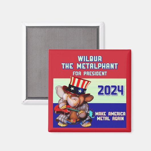 Metalphant für Präsident 2024 Magnet rot (Vorderseite/Rückseite)