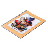 Metalphant mit dem Gitarren-Kunst-gewundenen Notizblock (Linke Seite)