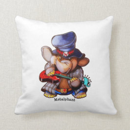 Metalphant mit Gitarre u. Logo - Weiß Kissen