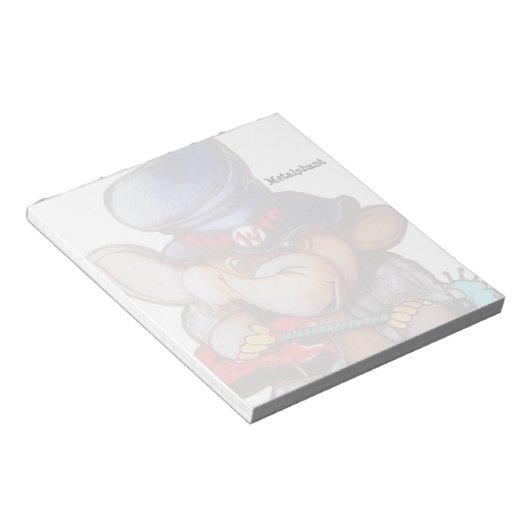 Metalphant mit Gitarren-Notepad Notizblock (angewinkelt)