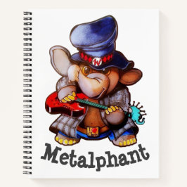 Metalphant mit Gitarren-Spiral-Notebook Notizblock