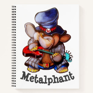 Metalphant mit Gitarren-Spiral-Notebook Notizblock