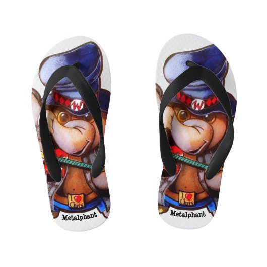 Metalphant mit Gitarrenflößen - Single-Bild Kinderbadesandalen (Fußbett)