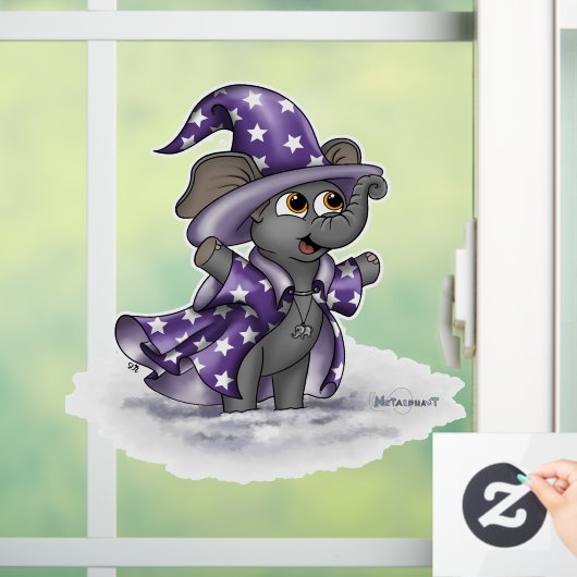 Metalphant Wilbur im Winterfensterklammern Fensteraufkleber (Zuhause)