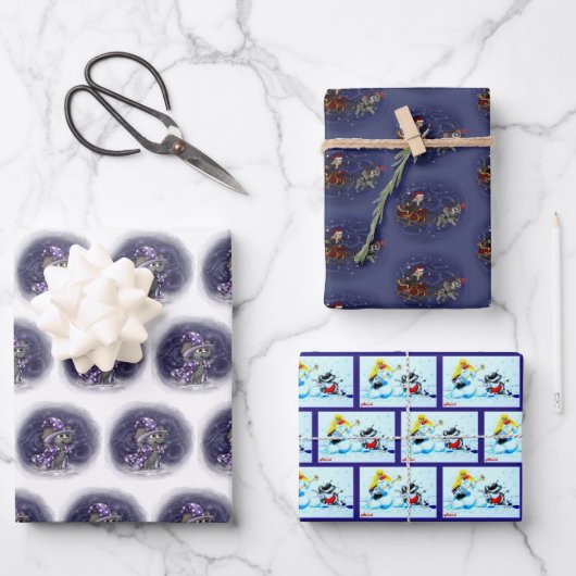 Metalphant Wilbur in Winterwrapping Paper Sheets Geschenkpapier Set (Vorderseite)