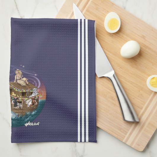 Metalphant Wilbur & Noah-ery's Ark Kitchen Handtuc Geschirrtuch (Viertel Falte)