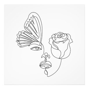 Metamorphose – Abstrakte Schmetterling & Rosen-Lin Fotodruck