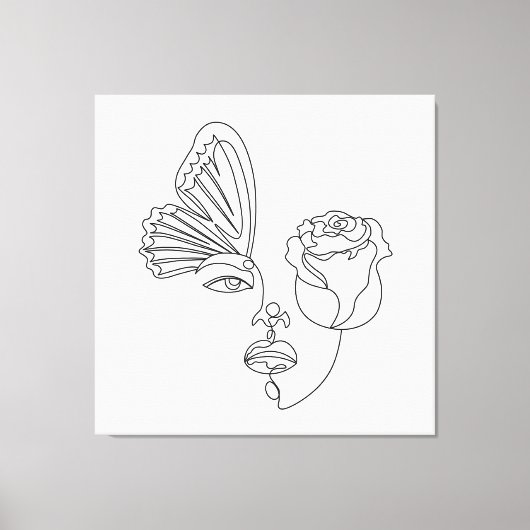 Metamorphose - Abstrakter Schmetterling und Rose L Leinwanddruck (Vorderseite)