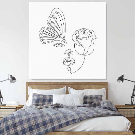 Metamorphose - Abstrakter Schmetterling und Rose L Leinwanddruck (Insitu (Schlafzimmer))