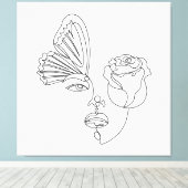 Metamorphose - Abstrakter Schmetterling und Rose L Leinwanddruck (Insitu (Holzboden))