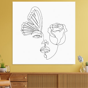 Metamorphose - Abstrakter Schmetterling und Rose L Leinwanddruck