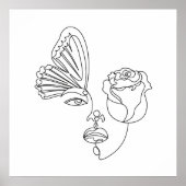 Metamorphose - Abstrakter Schmetterling und Rose L Poster (Vorne)
